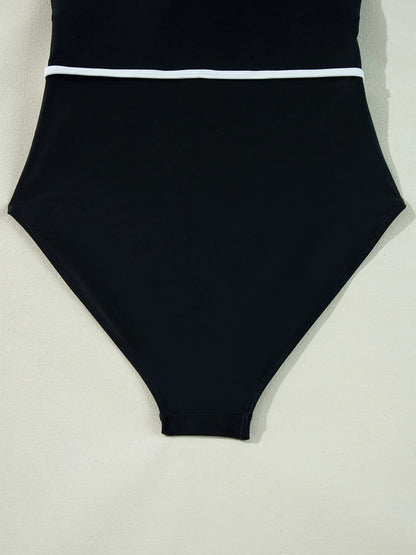 Hazel Blues® | Ruffle Trim V-Neck One-Piece Swimsuit