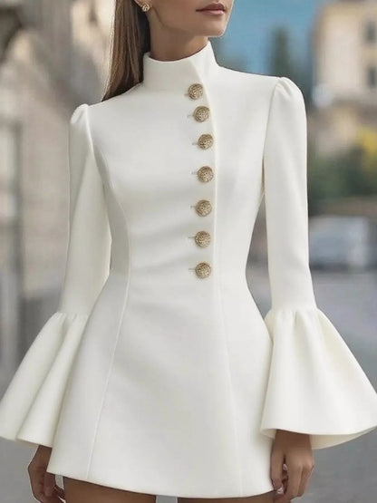 Hazel Blues® |  Bell Sleeve Mini Dress with Front Button