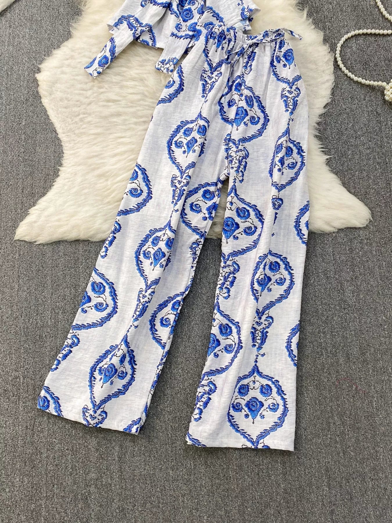 Hazel Blues® |  Printed Sleeveless Top and Wide Leg Pants Set