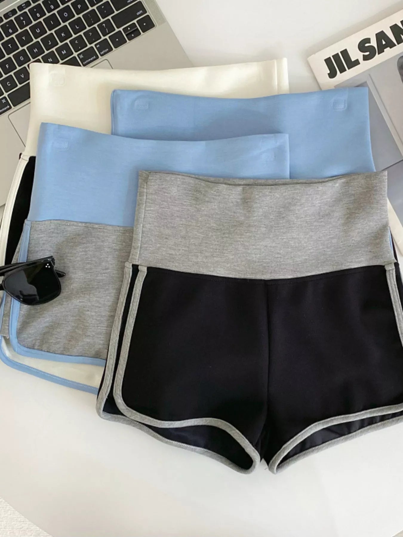 Hazel Blues® |  High Waist Contrast Trim Shorts