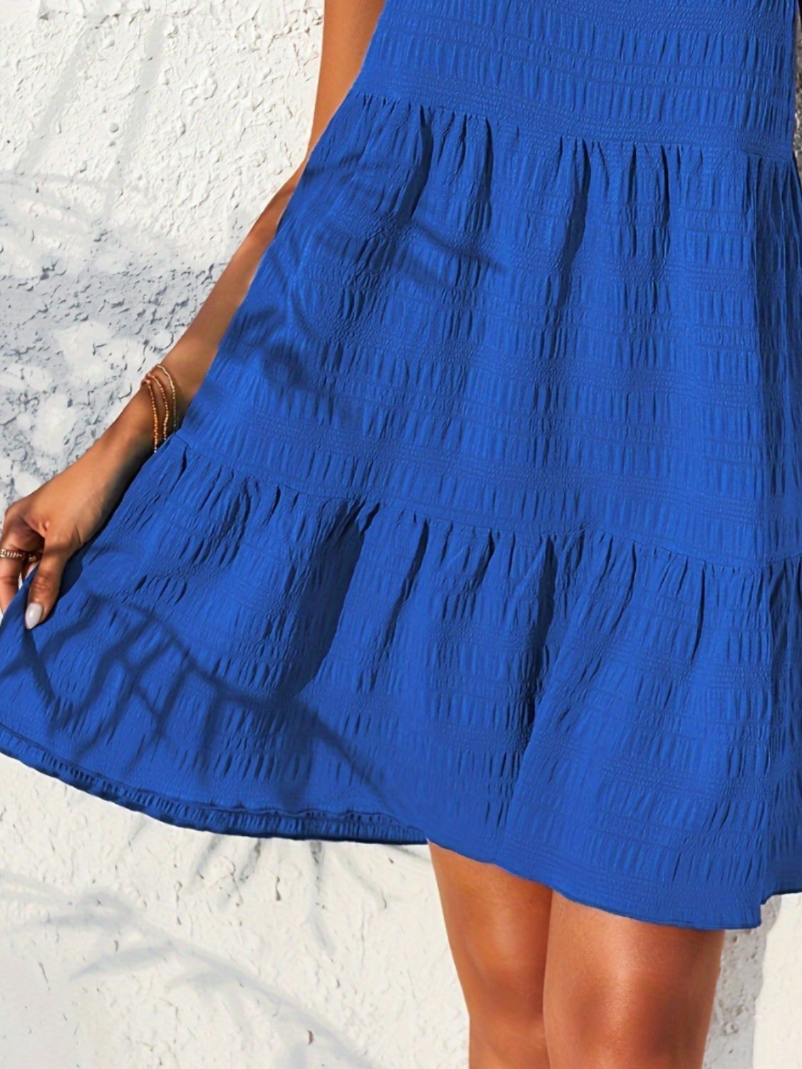 Hazel Blues® |  Textured Tied Single Shoulder Mini Dress