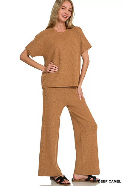 Hazel Blues® |  Zenana Viscose Round Neck Top & Pants Set