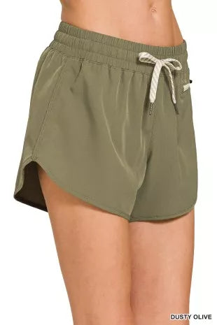 Hazel Blues® |  Zenana Soft Woven Lined Shorts With Zip Coin Pocket