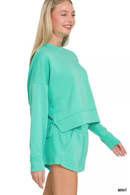 Hazel Blues® |  Zenana Scuba Long Sleeve Sweatshirts & Shorts Set