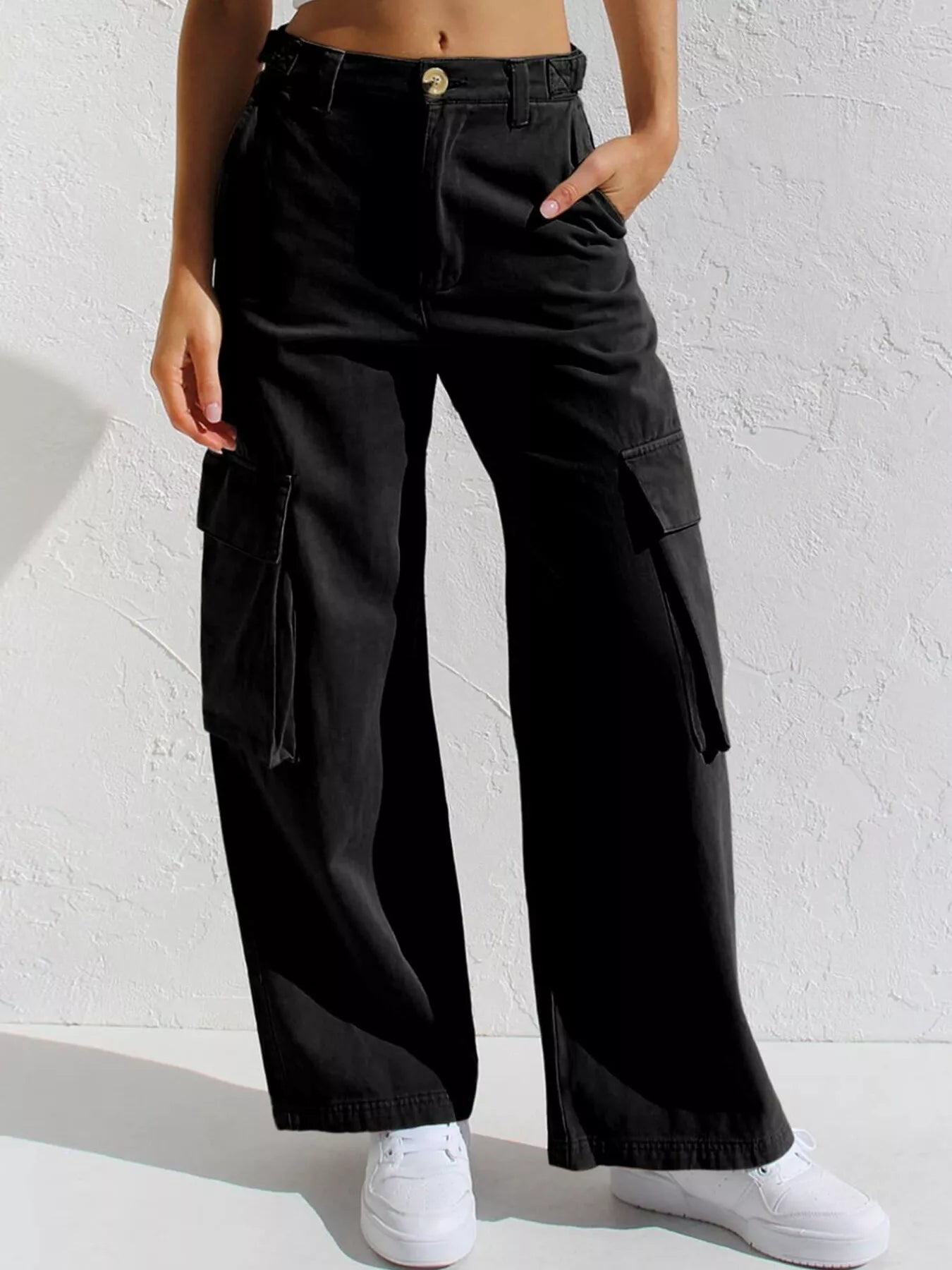 Hazel Blues® |  High-Waisted Wide Leg Cargo Jeans