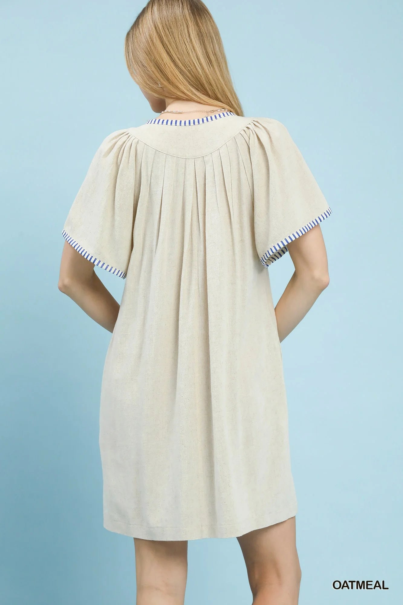 Hazel Blues® |  Umgee Linen Trim Tunic Dress