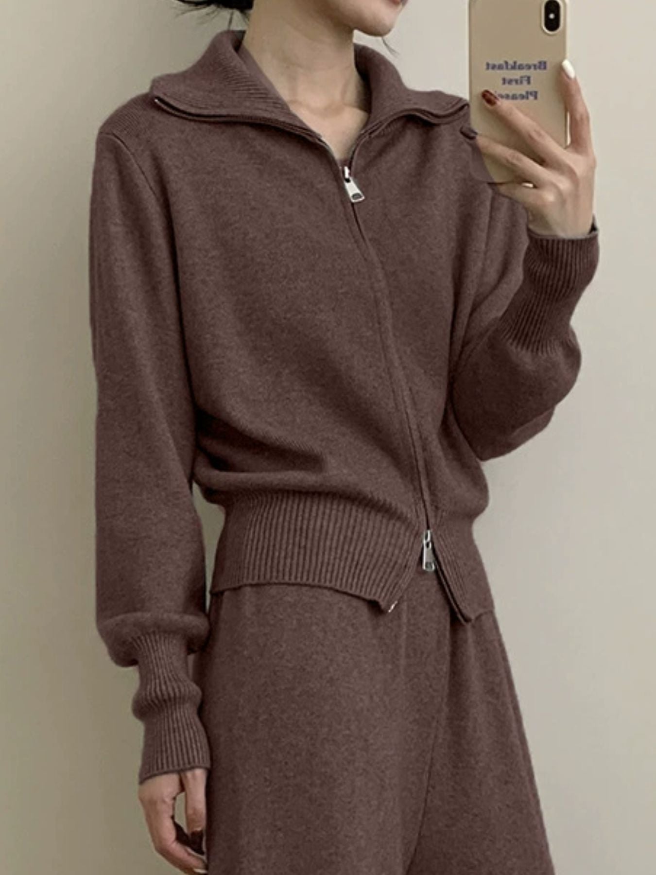 Hazel Blues® |  Zip Up Outerwear and Wide Leg Pants Set
