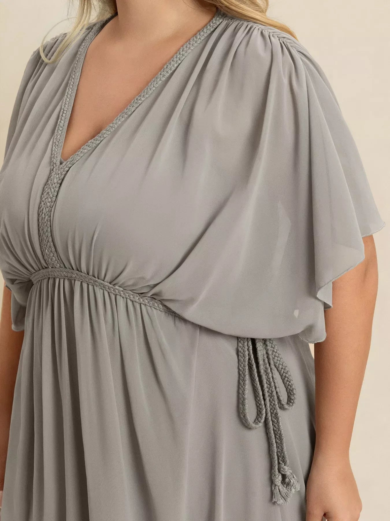 Hazel Blues® | V-Neck Flutter Sleeve Dress
