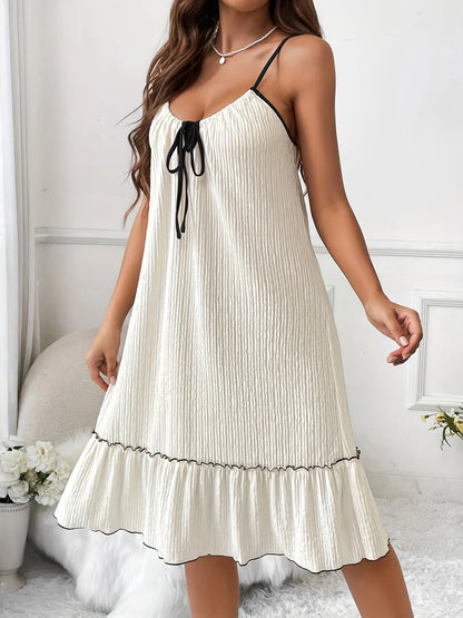 Hazel Blues® | Tiered Ruffled Lounge Dress with Contrast Trim