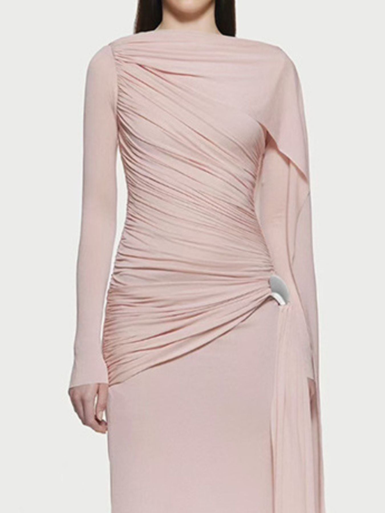 Hazel Blues® |  Ruched Draped Long Sleeve Maxi Dress