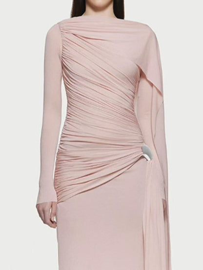 Hazel Blues® |  Ruched Draped Long Sleeve Maxi Dress