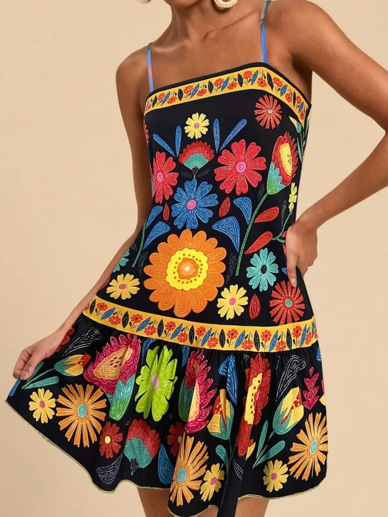Hazel Blues® |  Floral Print Sleeveless Mini Dress