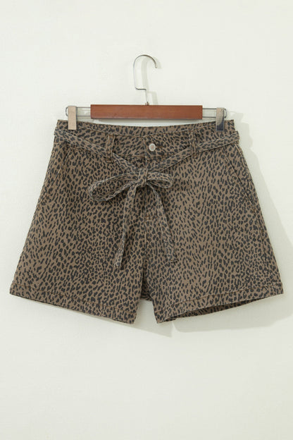 Hazel Blues® |  Wild Side Shorts | Leopard Denim Shorts