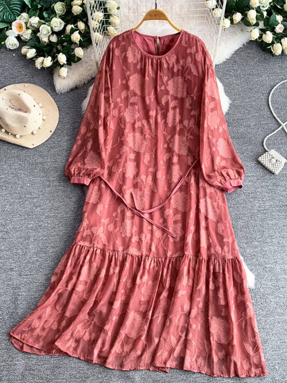 Hazel Blues® |  Tie Waist Long Sleeve Dress