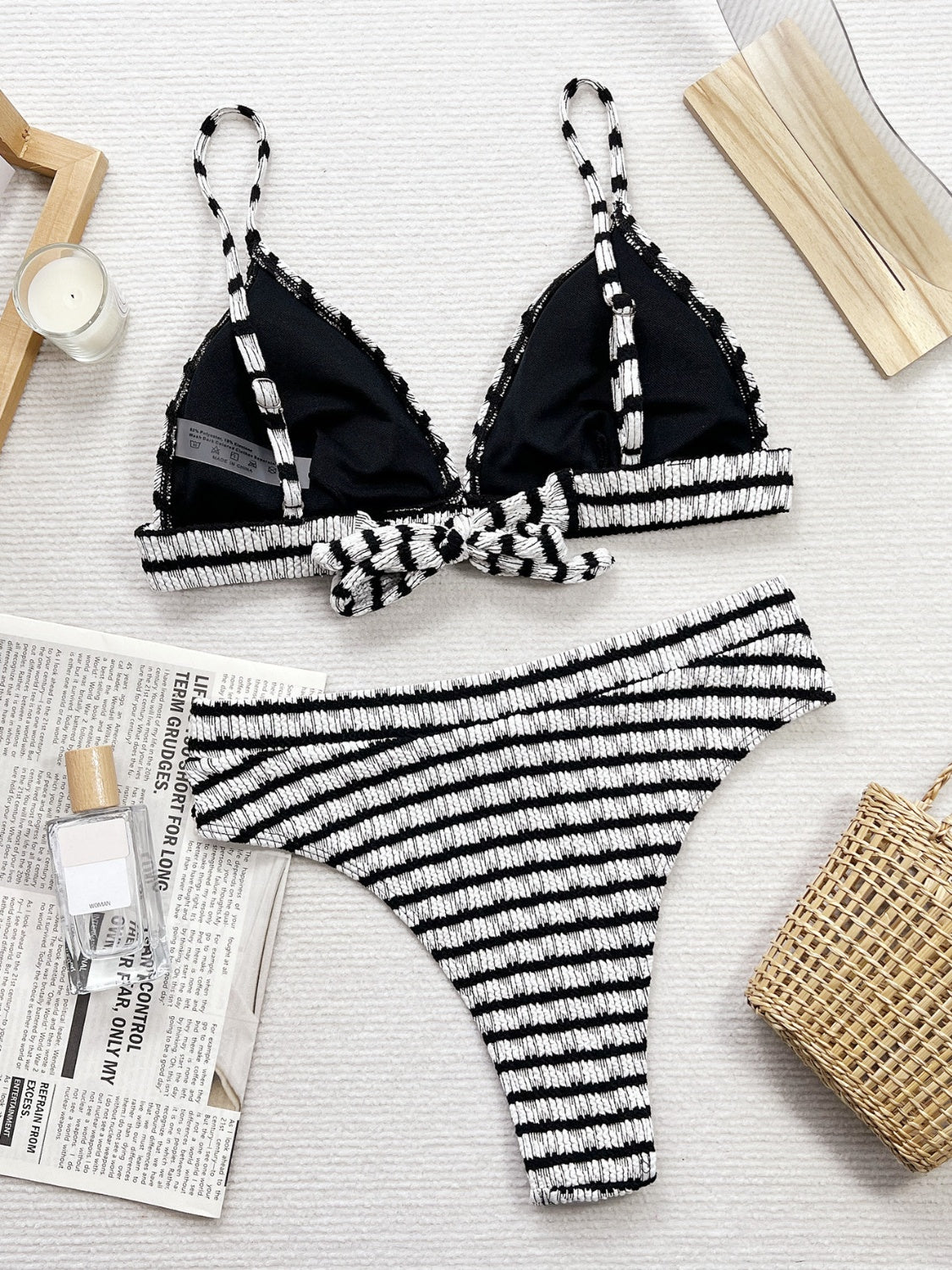 Hazel Blues® | Striped V-Neck Two-Piece Swim Set