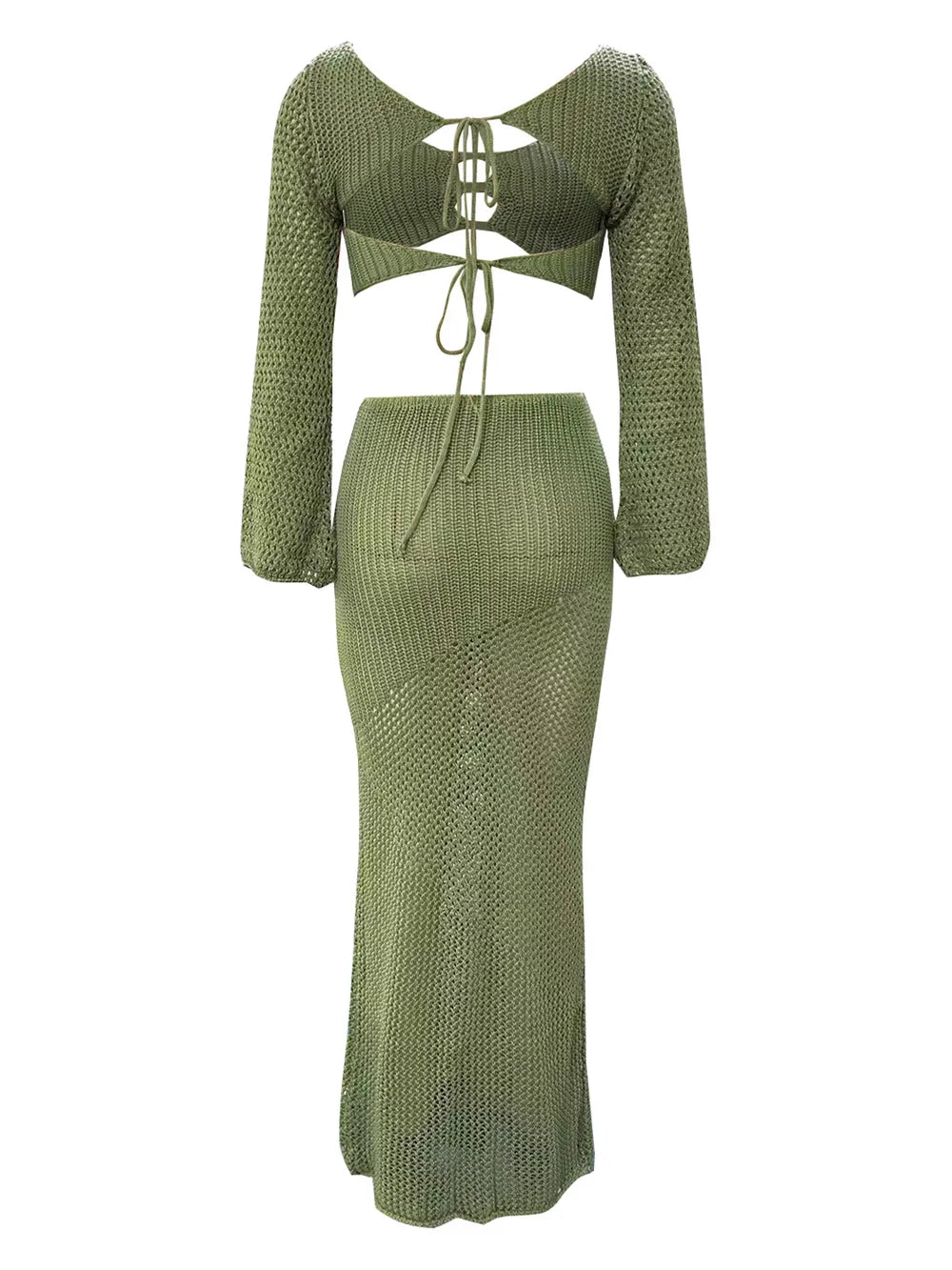 Hazel Blues® |  Tied Long Sleeve Top and Skirt Cover Up Set