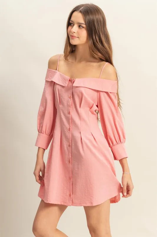 Hazel Blues® |  HYFVE Button Down Spaghetti Strap Mini Dress with Pockets