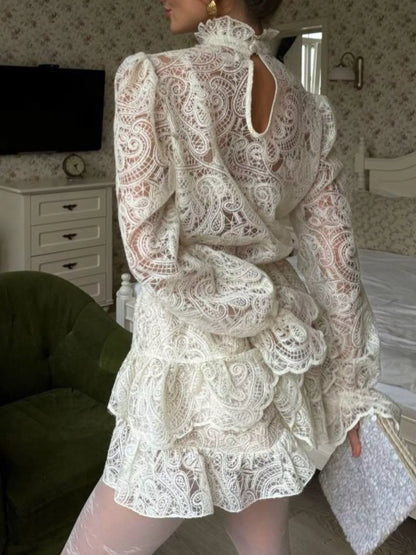 Hazel Blues® |  Lace Long Sleeve Top and Skirt Set