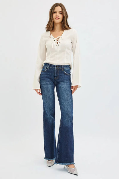 Hazel Blues® | RISEN Tummy Control Mid Rise Flare Jeans