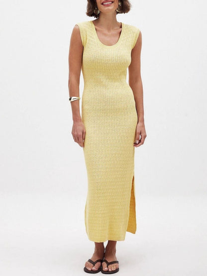 Hazel Blues® |  Side Slit Sleeveless Midi Knit Dress