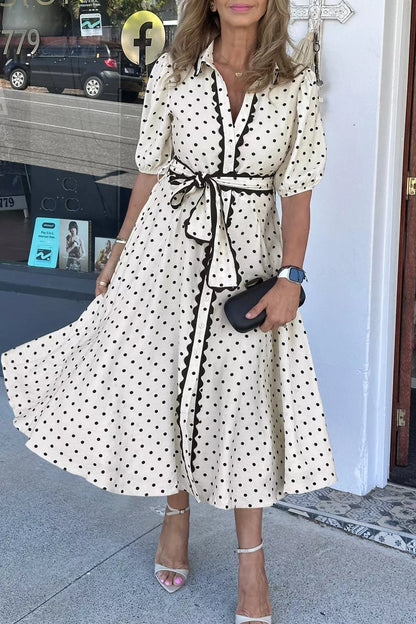 Hazel Blues® |  Polka Dot Half Sleeve Midi Dress