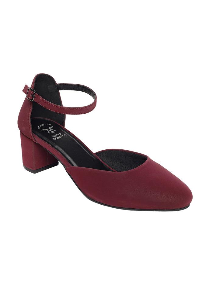 Fiora Maroon Block Heels