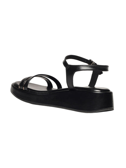 Fliora Black Wedge Heels
