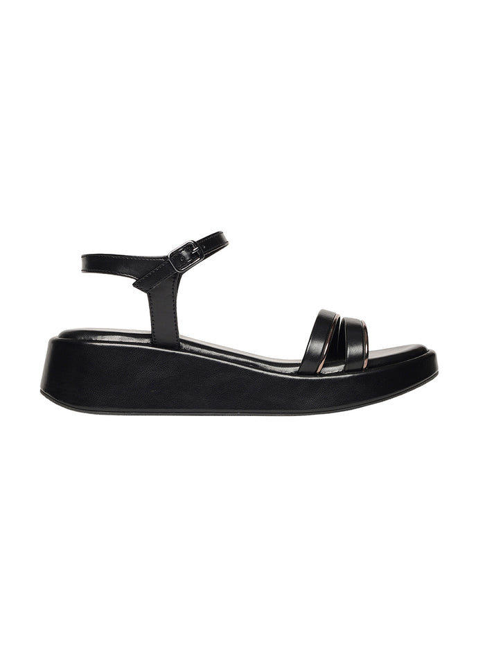 Fliora Black Wedge Heels