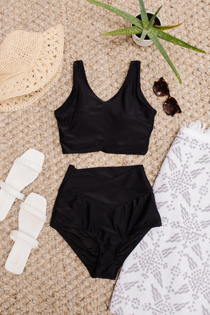 Hazel Blues® | Come Sail Away Swim Top In Black