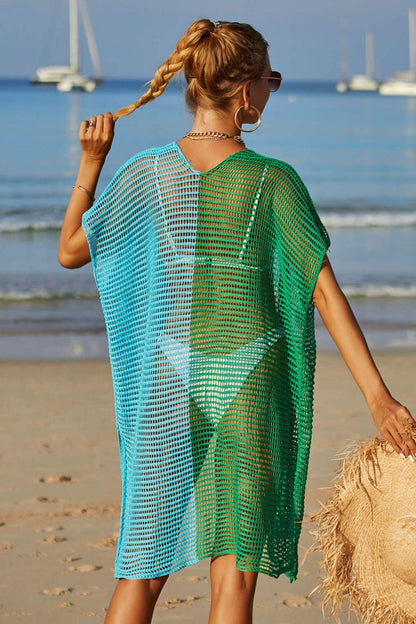 Hazel Blues® | Two-Tone Side Slit Open Front Cover Up