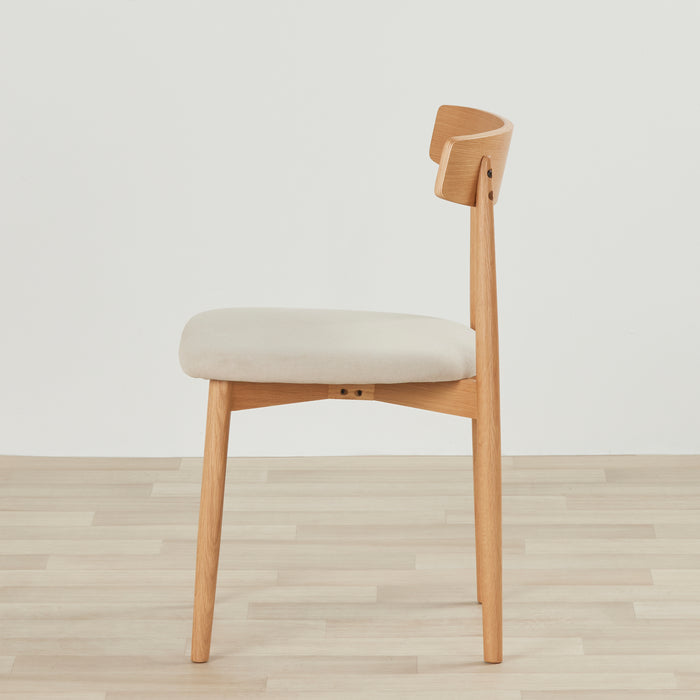 Henry Dining Chair - Oak frame Light Grey fabric. Side view