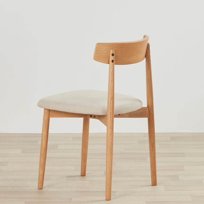 Henry Dining Chair - Oak frame Light Grey fabric. Side back view