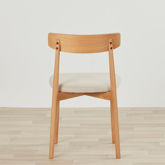 Henry Dining Chair - Oak frame Light Grey fabric. back view