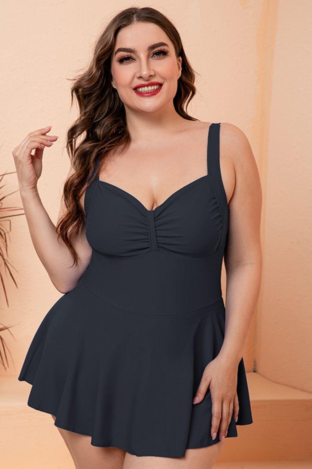 Hazel Blues® | Gathered Detail Swim Dress