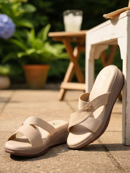Ilaria Beige Wedge Heels