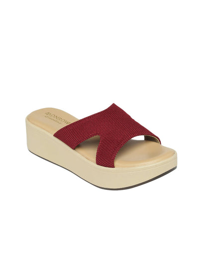 Inaya Maroon Wedge Heels