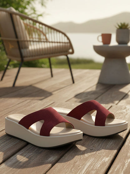 Inaya Maroon Wedge Heels
