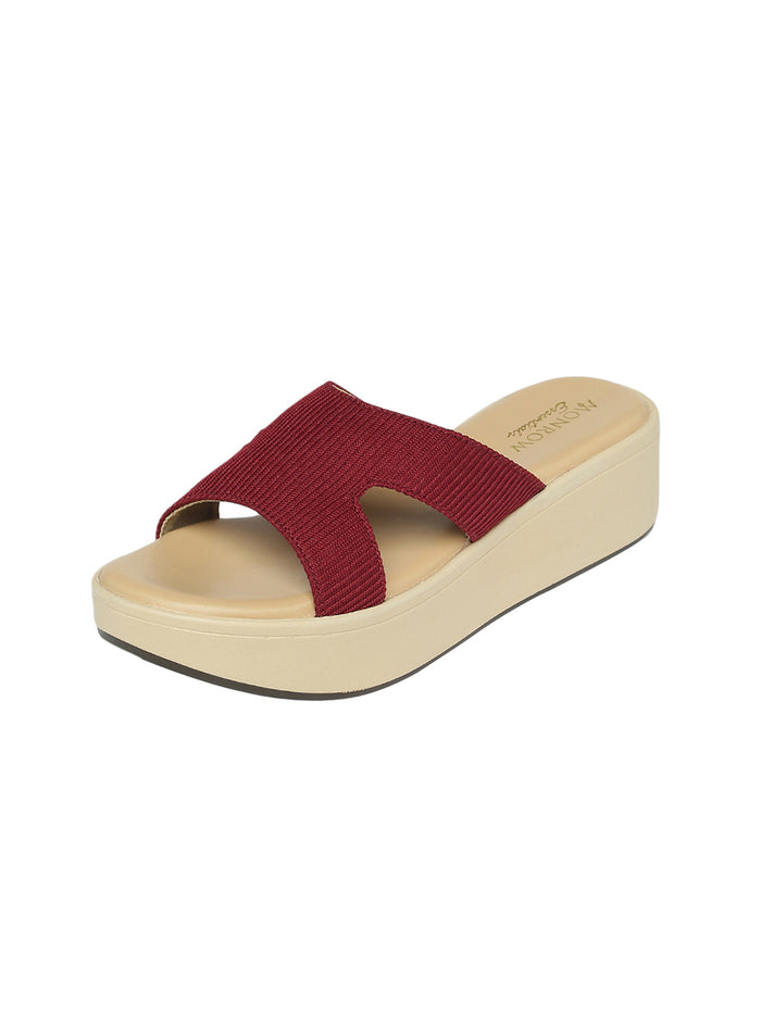 Inaya Maroon Wedge Heels