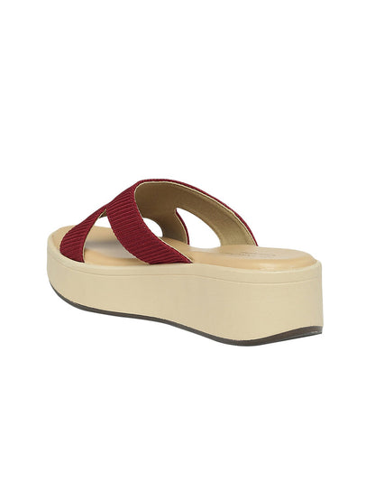 Inaya Maroon Wedge Heels