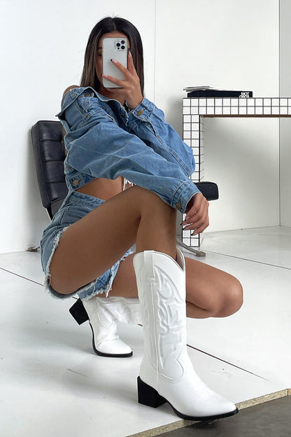 Jagger Cowboy Boots - White