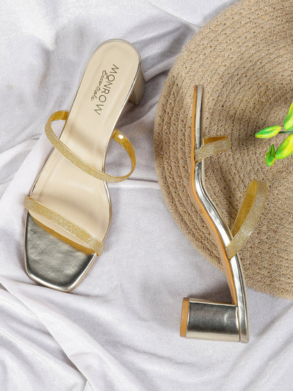 Juliana Gold Block Heels