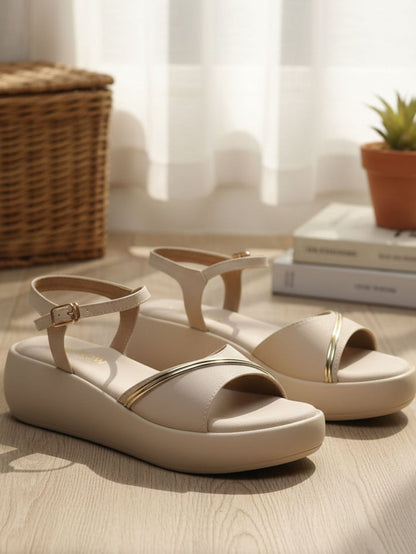 Kaylee Beige Flatform Heels