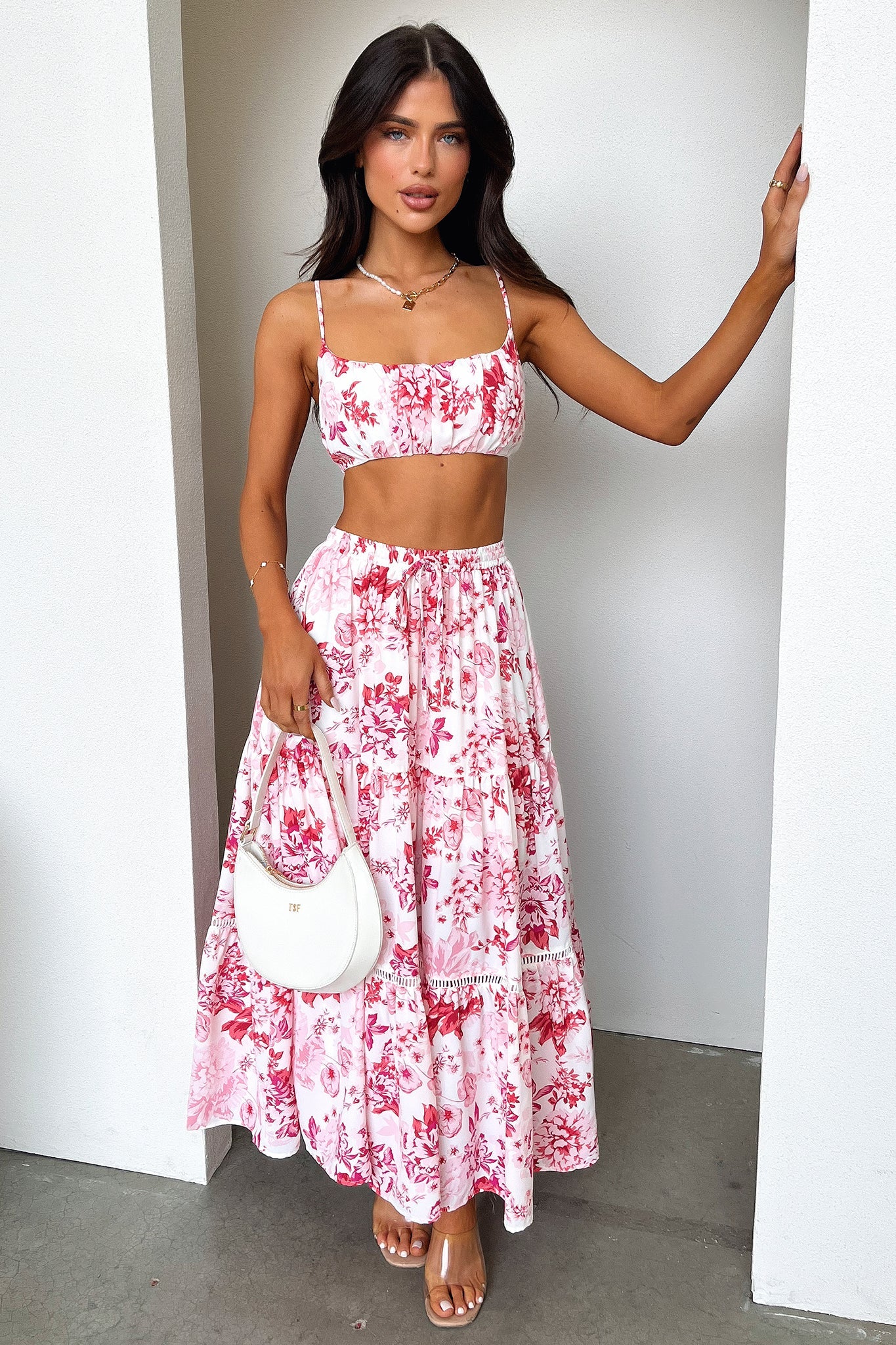 Kei Crop - Pink / Red Floral