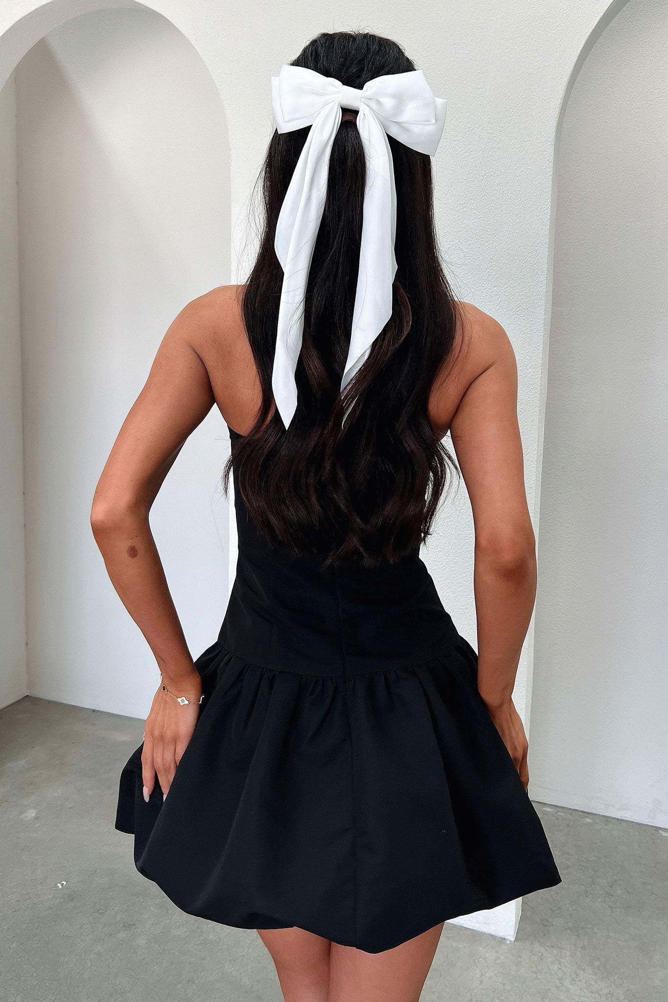Kloe Bubble Skirt Strapless Mini Dress - Black