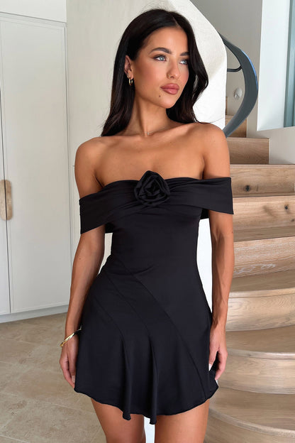 Kirsten Off Shoulder Mini Dress - Black