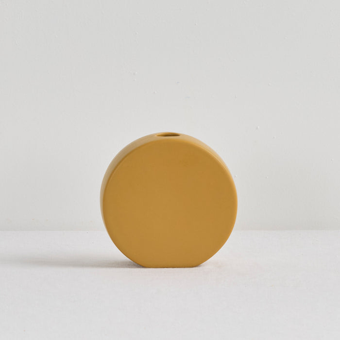 Little Round Vase - Yellow, compact yellow ceramic vase with a smooth rounded silhouette and small top opening