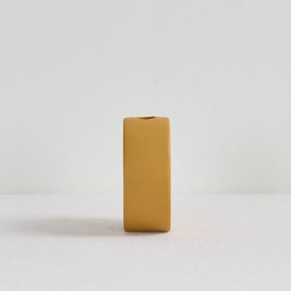 Little Round Vase - Yellow, compact yellow ceramic vase with a tall rounded rectangular form and small opening