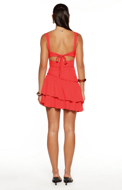 Little Lies Red Ruffle Mini Dress