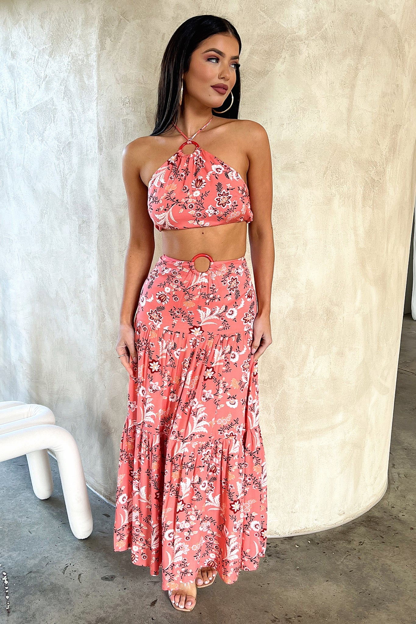 Lora Crop - Coral Floral