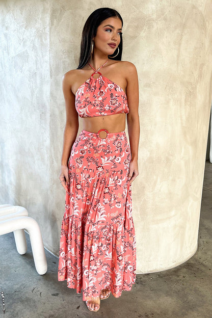 Lora Crop - Coral Floral